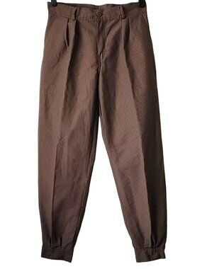 El Rodeo Cotton Fine Pinstripe Pleated Aviator Balloon Pants 40 31x30 Dark Brown